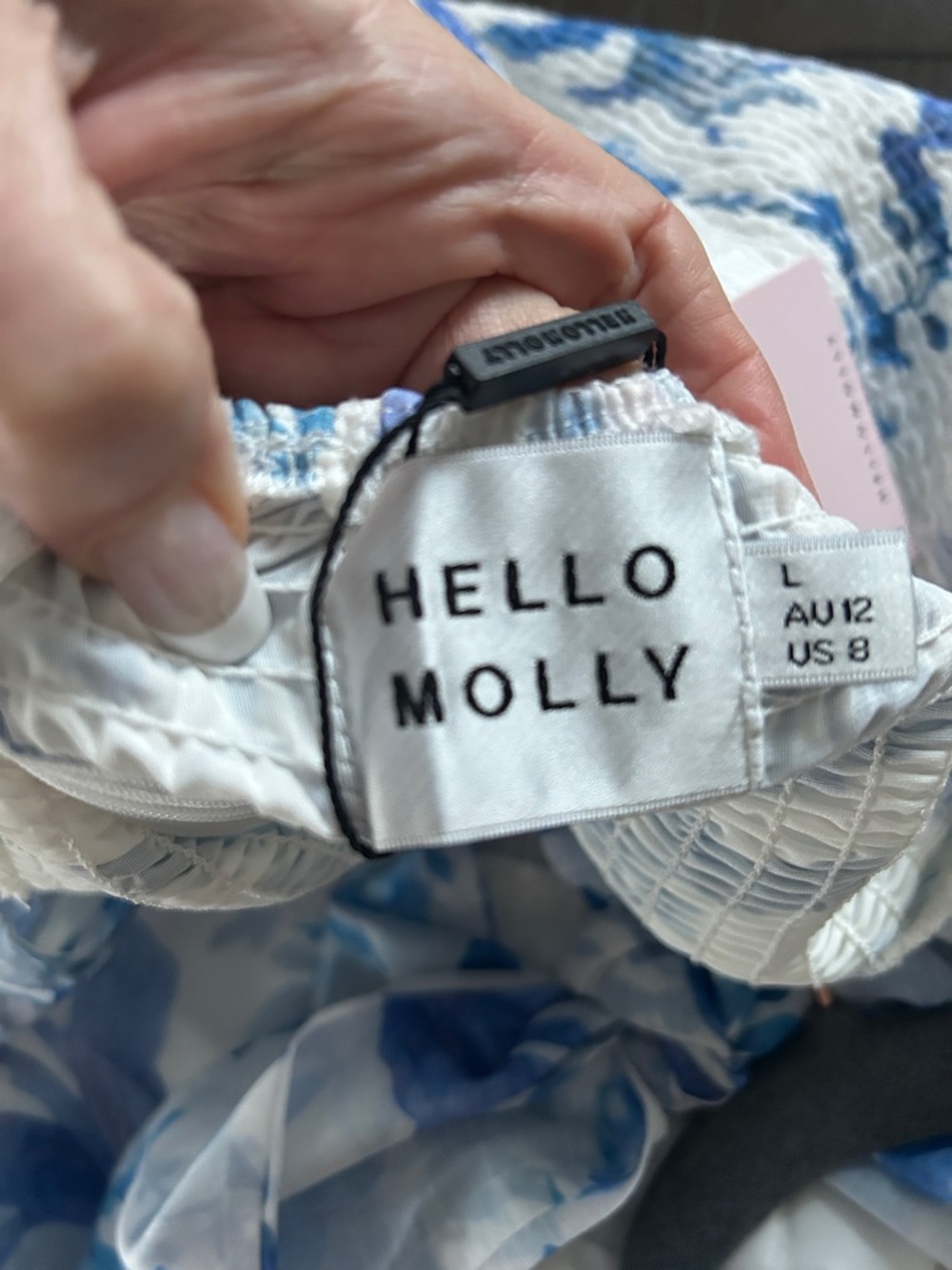 Hello Molly White and Blue Floral Long Sleeve Dress - Picture 2 of 10